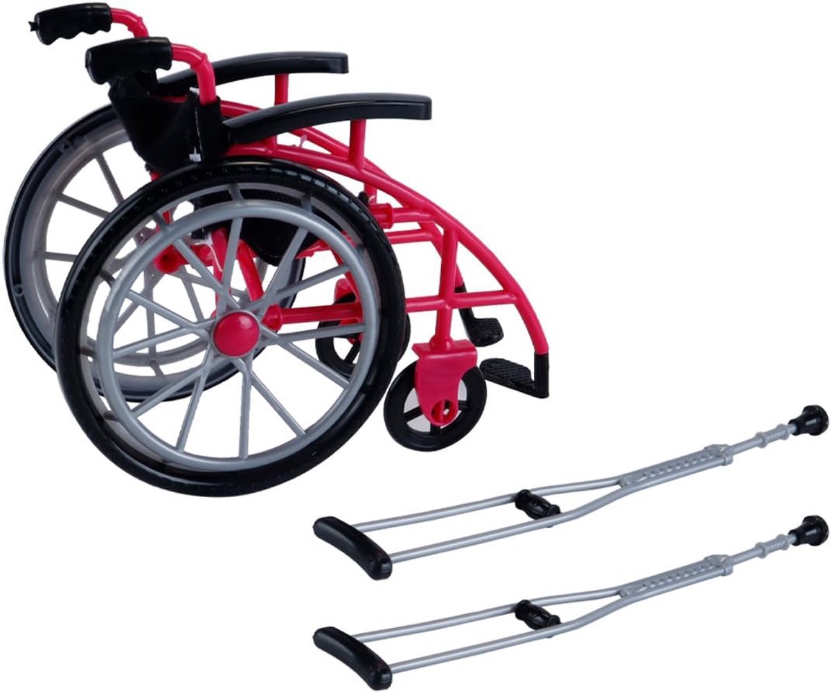 miniatuur rolstoel wandelstok set voor 30cm poppen Rozenrode accessoire voor poppenspeeldisplay