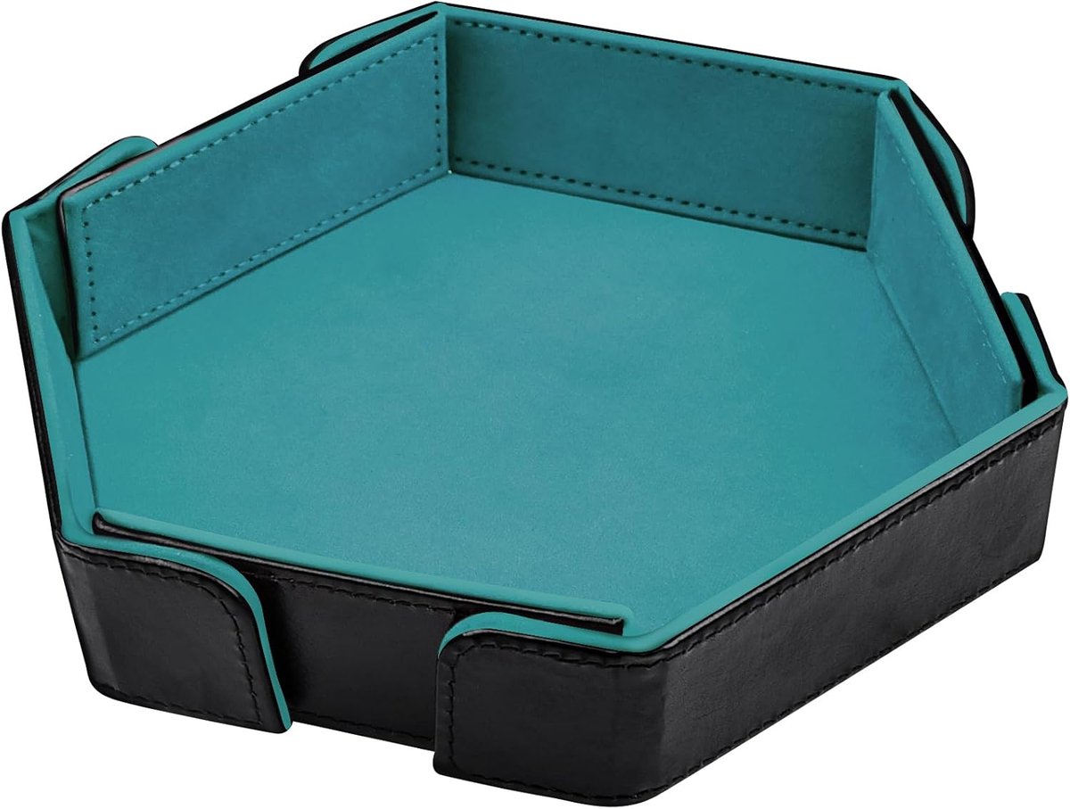 Magnetisch dobbelstenen dienblad hexagon dobbelstenen plank opvouwbare kubus dobbelstenen planken zeshoek dobbelstenen bord dobbelstenen tray, cyaan