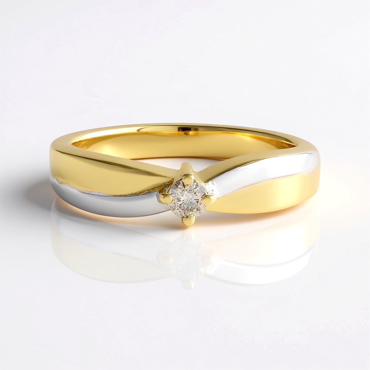Cavill - Zilveren ring met I2 bruine diamant 0,09 ct - 925 sterling zilver verguld - ronde briljant - elegante dames ring chocolade tint