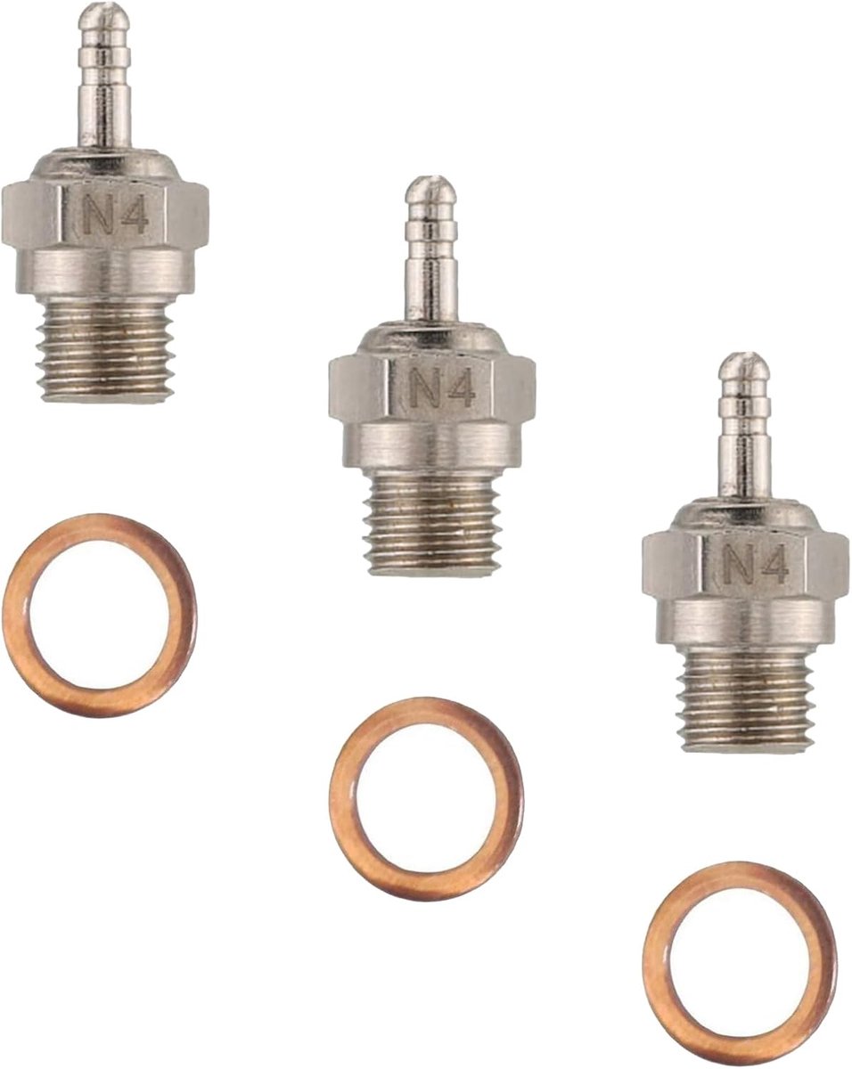3-pack gloeibougie Hot Spark N4 No.4 70117 compatibel met Kyosho HSP HPI Redcat 1/8 1/10 RC Nitro motoren auto vrachtwagen buggy