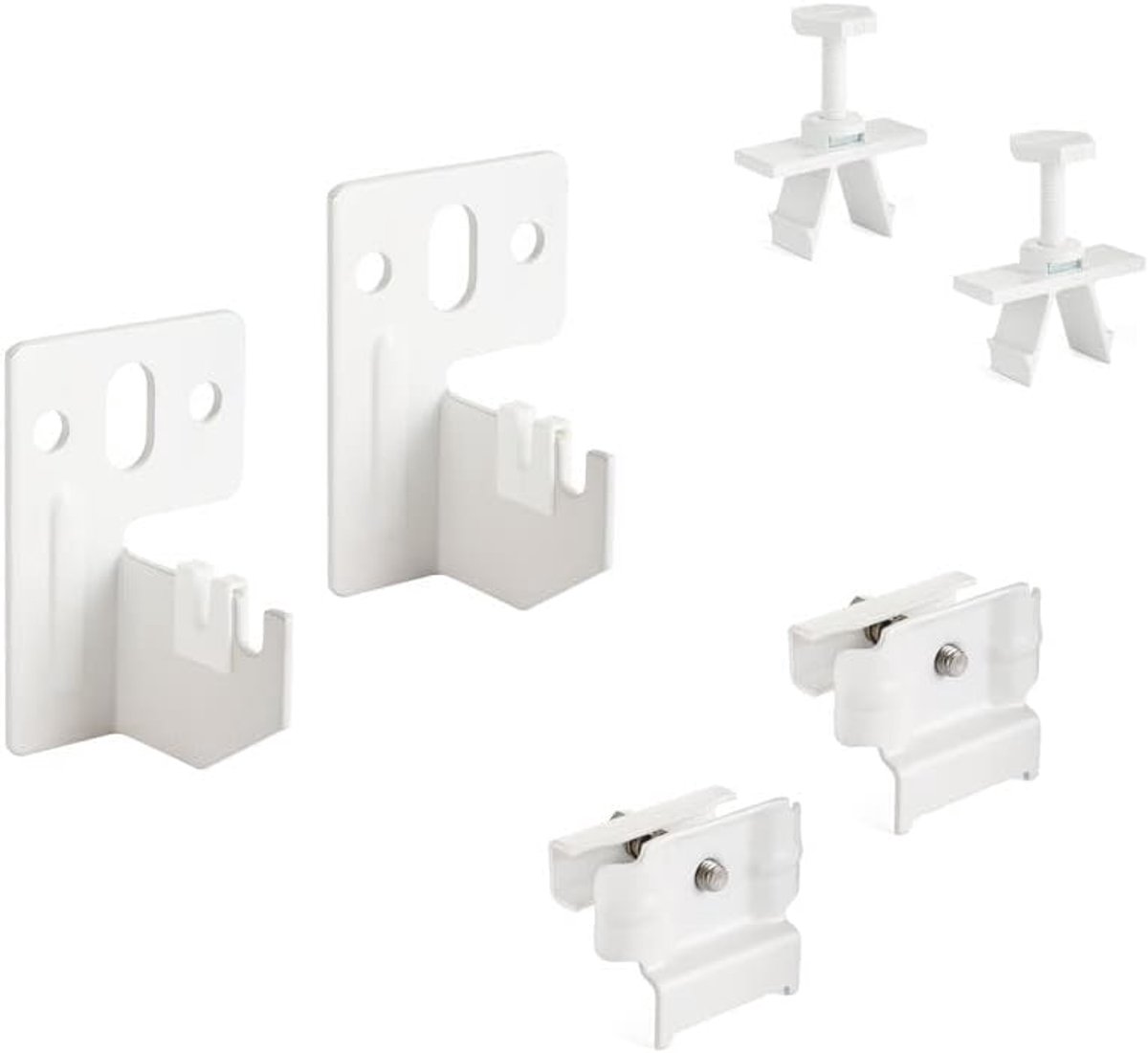 beugels voor snelle wandmontage, met klemmen en afstandhouders voor buiskolomradiator - Witte kleur - Instelling muurafstand (30 - 40 mm) - 2 stuks.