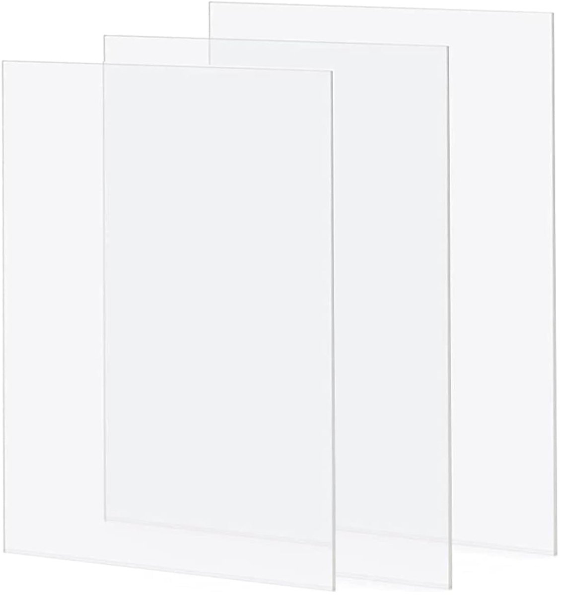 3 transparante acrylgewichten A3 (420 mm x 297 mm x 2 mm), van transparante kunststof, Spessore 2 mm, piastra van transparante kunststof met decoratie, display, Corci, Pittura