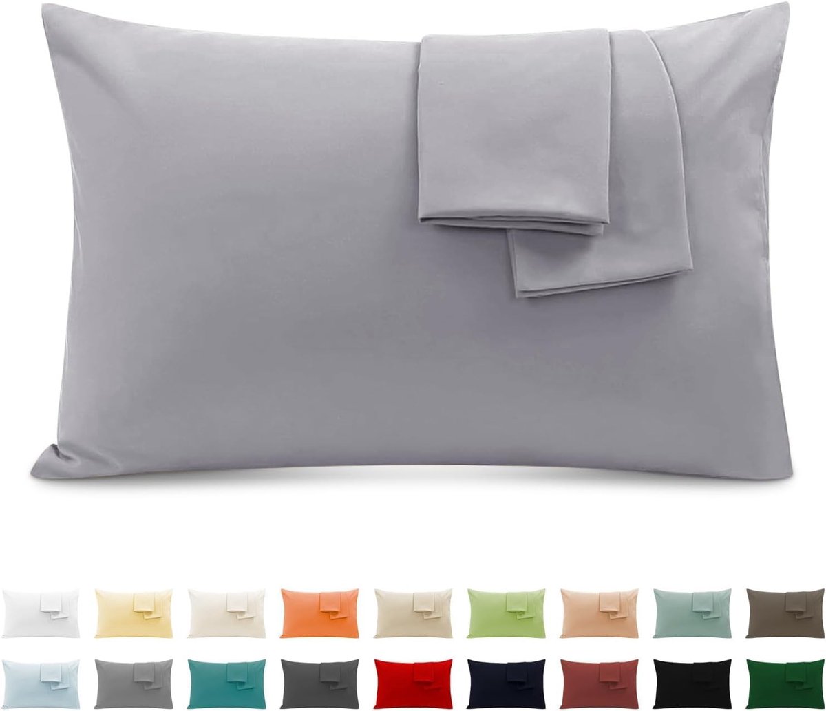 Kussenslopen, 100% katoen, 50 x 70 cm, 2 stuks, superzacht premium jersey hoofdkussensloop, Moonlightgrey - grijs