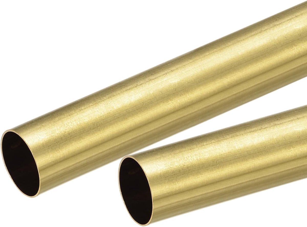 sourcing map 2 st. messing ronde buis 20 mm buitendiameter. 0,5 mm wanddikte 200 mm lengte buis