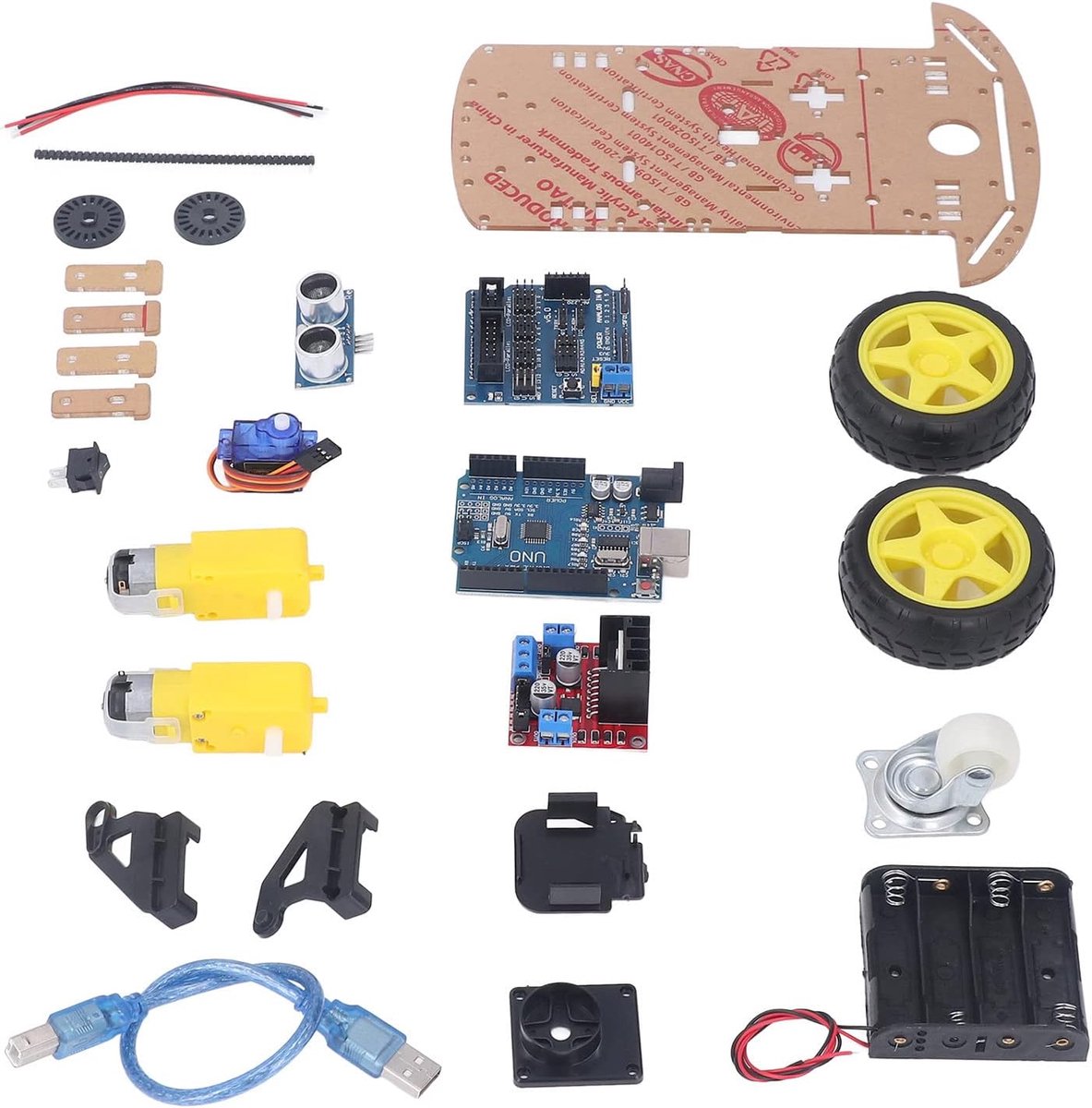 Smart Robot Car Chassis Kit, Programmeerbaar Development Board 2WD Ultrasonic met Motor MCU voor Kinderen Tieners DIY
