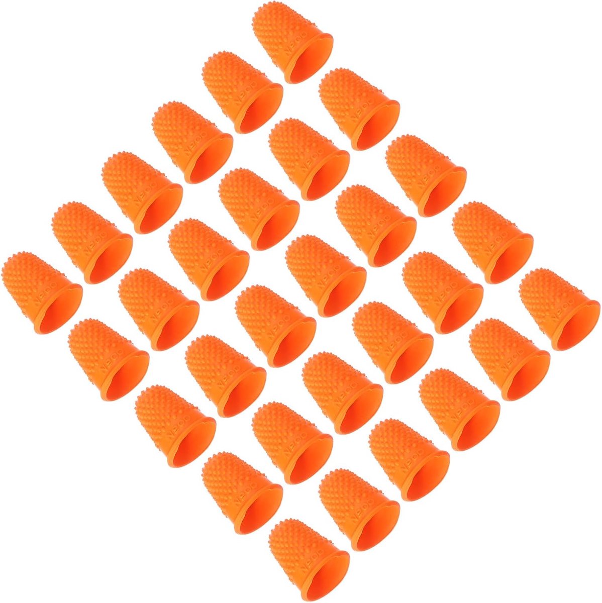 Rubberen vingertoppen, 30 stuks siliconen duimvingertopbescherming, vingerbedjes, beschermkussentjes, vingerhoedjes, handvatten voor kantoor, tellen en naaien, oranje, maat XS