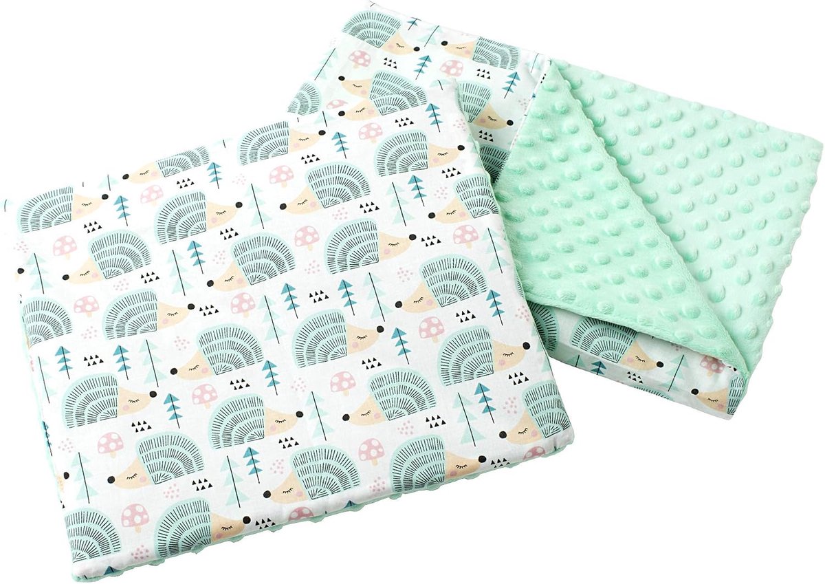 Partners Babydeken kruipdeken met kussen 100% Katoen Minky kinderdeken 55 x 75 cm + 35 x 30 cm multifunctioneel voor kinderwagen babyzitje wieg
