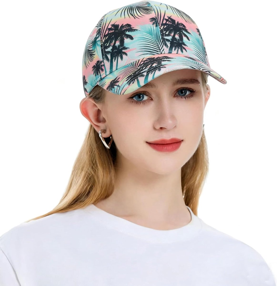 Hawaïaanse honkbalpet met bloemenprint, verstelbaar, voor dames
