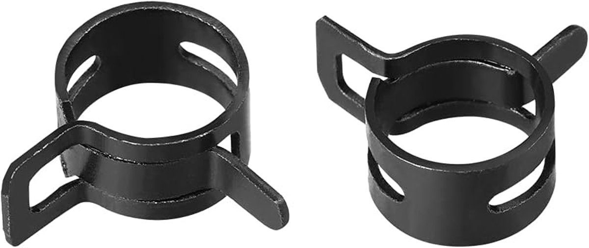 sourcing map 10 stuks. Stalen band klem 12mm slangbuis veerklem zwart mangaanstaal 12mm-10Pcs