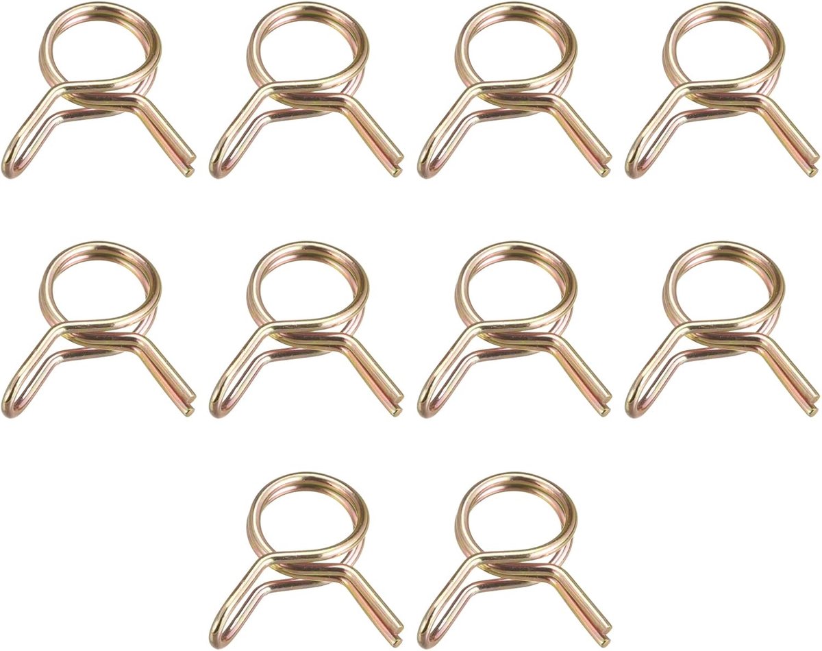 sourcing map Dubbele kabel veerslangklem, 50 stuks, 65 Mn staal, 6 mm, binnendiameter, instelling 6,7 mm-7,3 mm, OD brandstofslang, siliconen buis, veerklemmen, kleur verzinkt