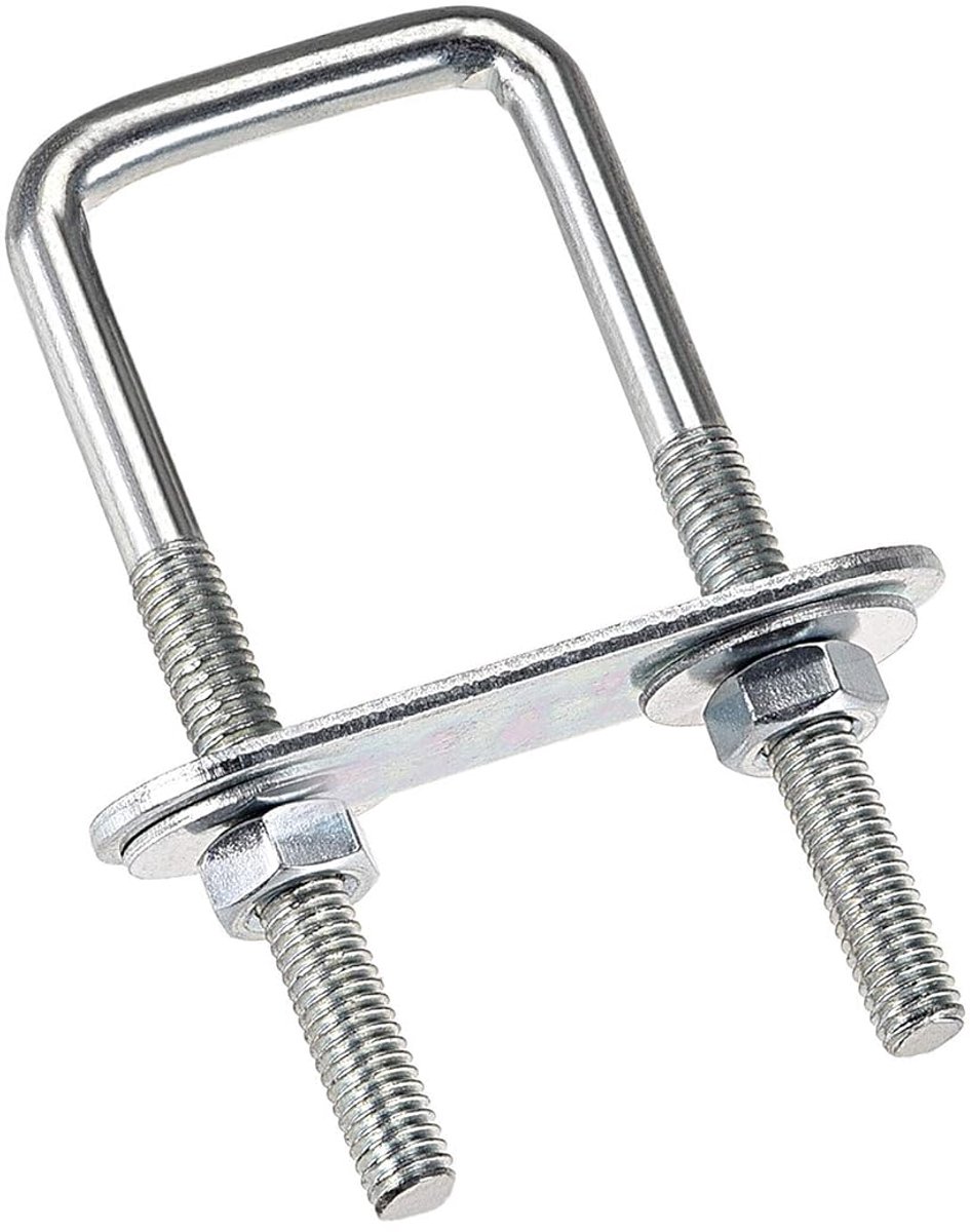 U-bouten 1-1/4" (30 mm) binnenbreedte koolstofstaal M6 met moeren, frameplaat, ronde sluitringen
