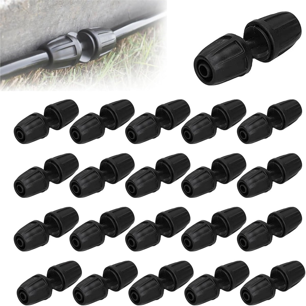 Connector, 20 Stks Zwart ABS 8/11 Rechte Slang Connector met Lock Druppelleiding Koppelingen voor Tuinslang Connector Irrigatie Fittings