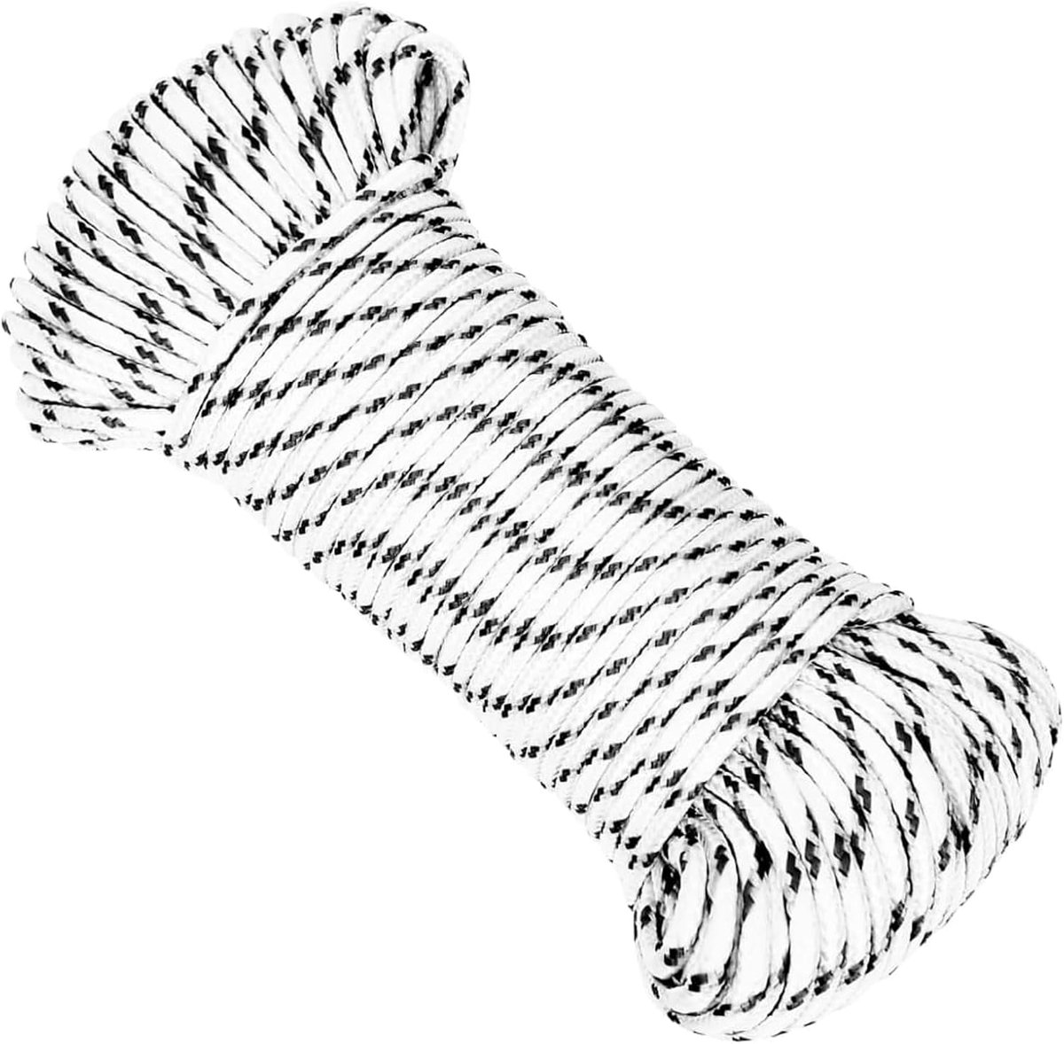 Boottouw, van polyester touw, gevlochten, wit, 5 mm x 50 m, polyester tentspanlijn, waslijn, vanglijn, outdoortouw, ankerlijn, aanmeertouw, touw