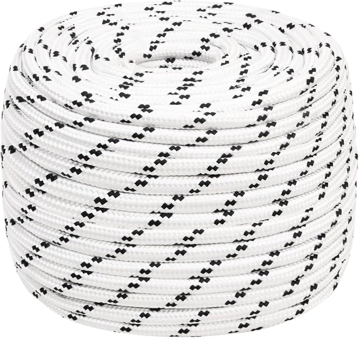 Gevlochten boottouw wit 12 mm x 25 m polyester, doklijntouw, bootlijnen ankerlijn gevlochten koord, scheepsjachttouw voor zeilen, afmeertouw voor boot