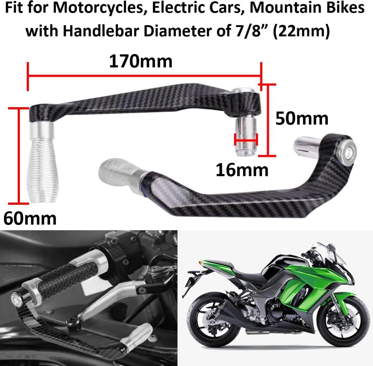 22 mm, remhendel, koppelingshendel, handbescherming voor motorfiets, zilver