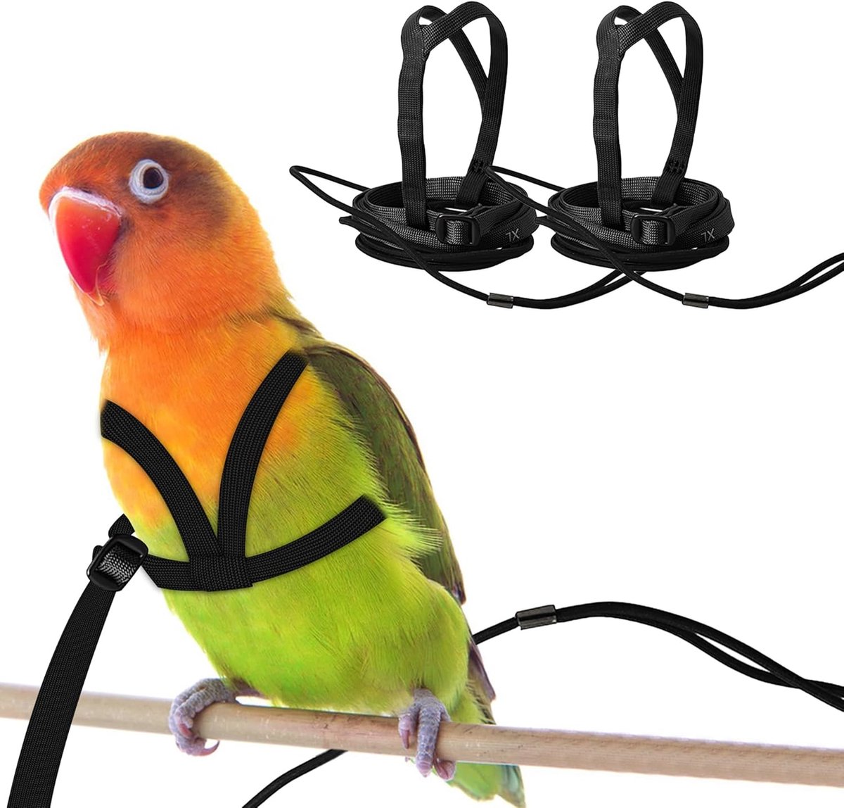 2 stuks huisdier papegaai vogel harnas en riem, verstelbaar trainingsontwerp anti-bijt, outdoor vliegende training touw kit voor vogel papegaaien past vogels borst tussen 24-51 cm /9,4-20 inch - M