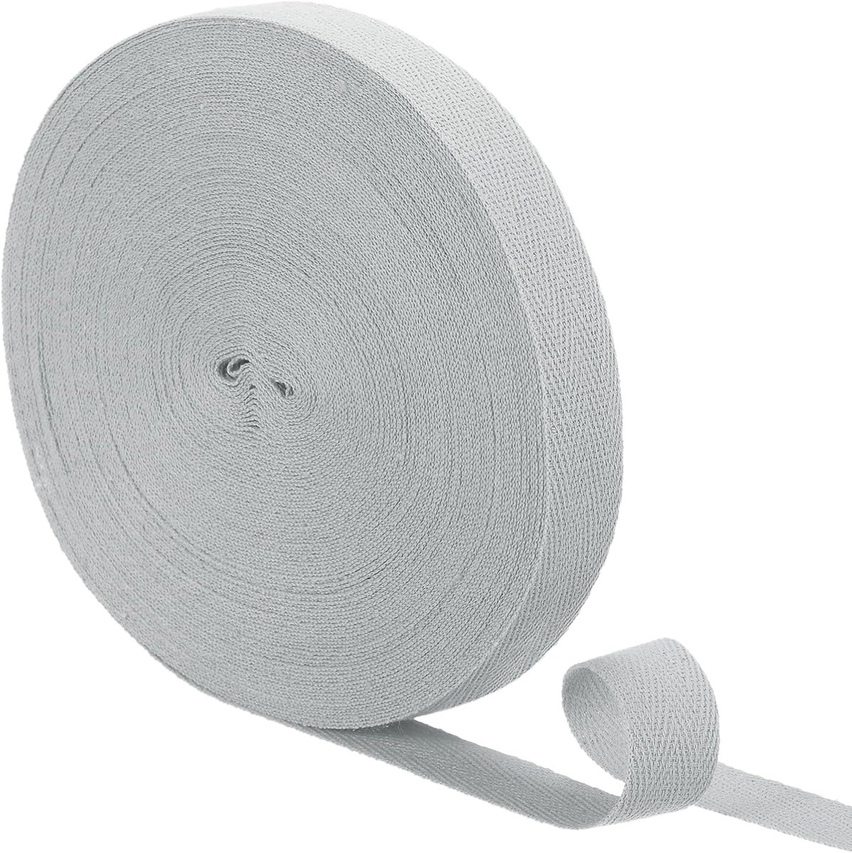 23 Iarde Twill-lint van katoen, 3/4 inch visgraatlint voor kleding, naaien, knutselen (grijs)