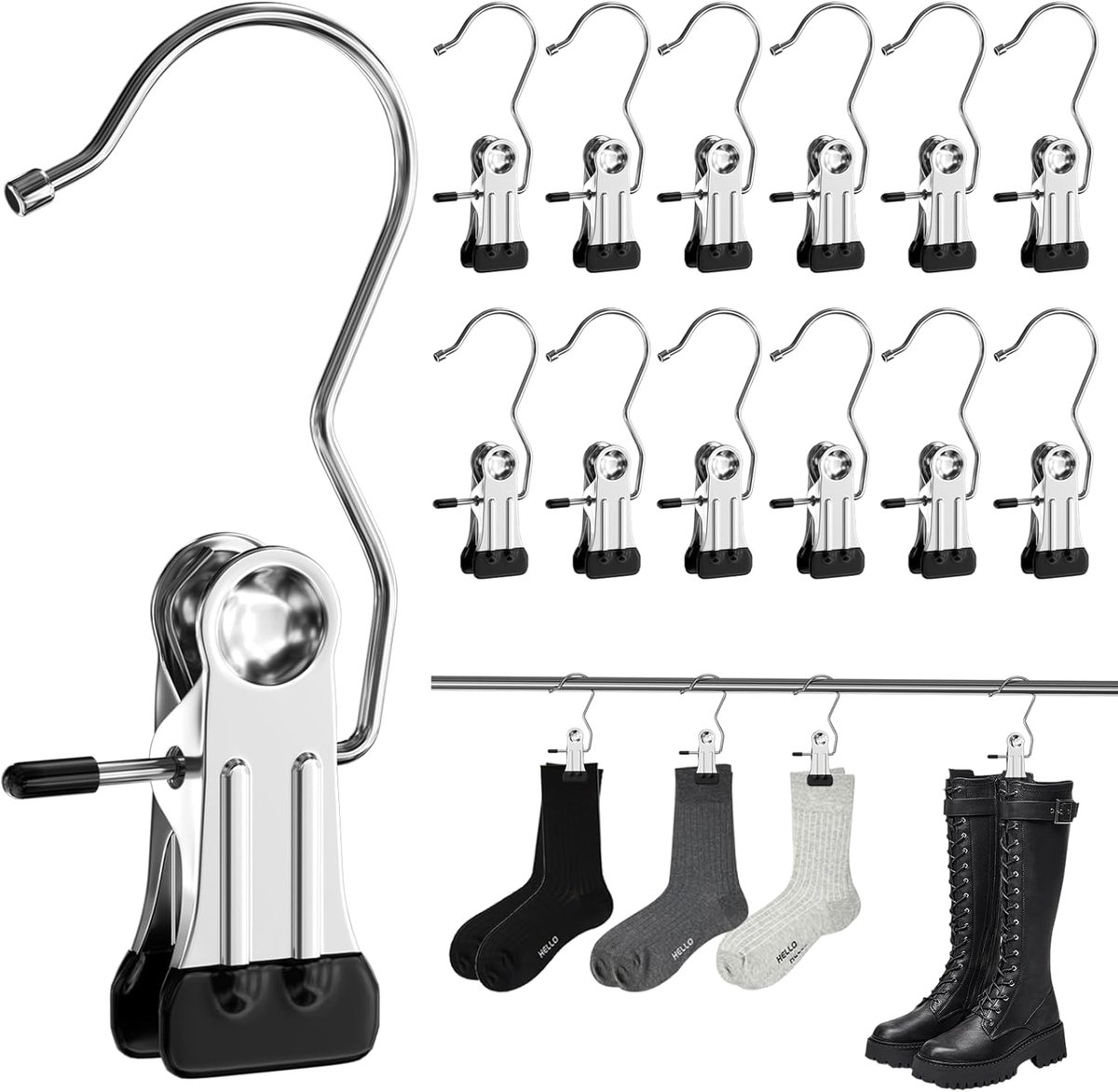 30 stuks kleerhangerclips, washaken roestvrij staal, wasknijpers, laarzen, kledinghanger, diepteophanging, broekhanger, klemhanger voor broeken, schoenen, handdoek