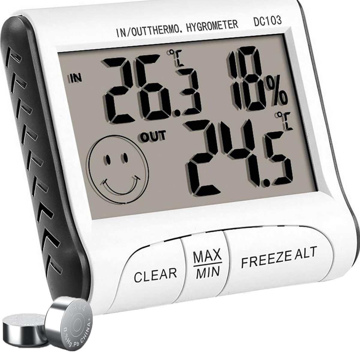 Thermometer hygrometer voor binnen, buiten met lcd-display, digitale thermo-hygrometer met temperatuurweergave, buitensensor, kamerthermometer, hygrometer binnen, luchtvochtigheidsmeter