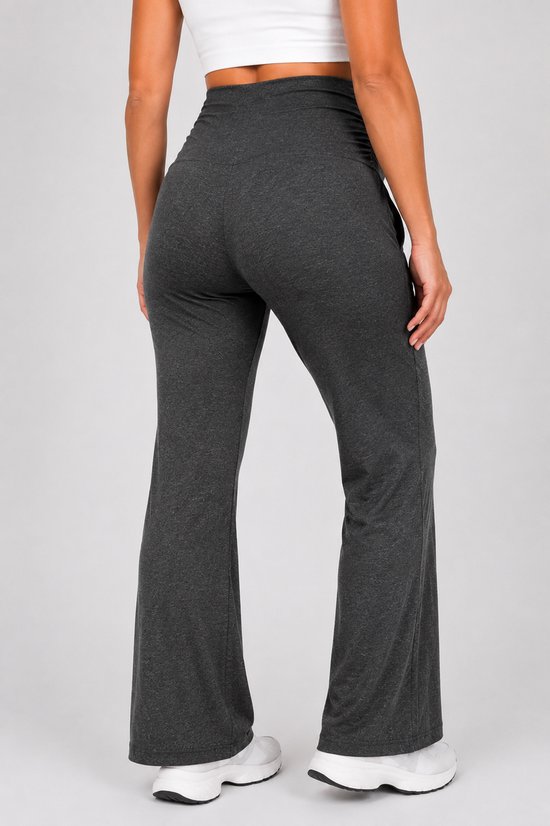 SparkNine Zenstretch zwangerschapslegging - flare broek met steekzakken - S - grijs - zachte stof - rekbaar & stijlvol - praktisch - maternity — afbeelding 3