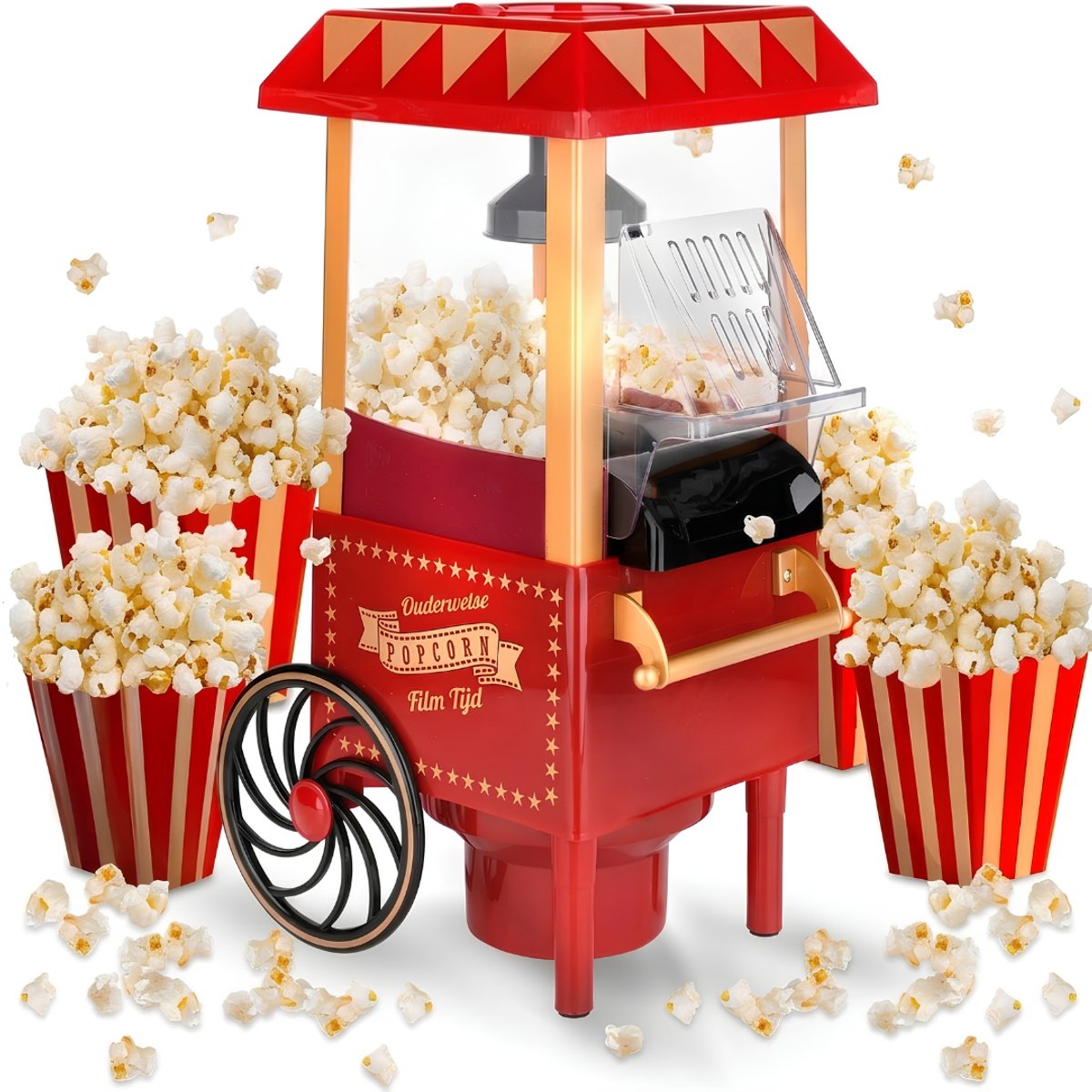 LNMsolutions® Popcorn Machine - Popcornmaker - Popcorn Maker - Rood - 42cm x 26cm x 21cm