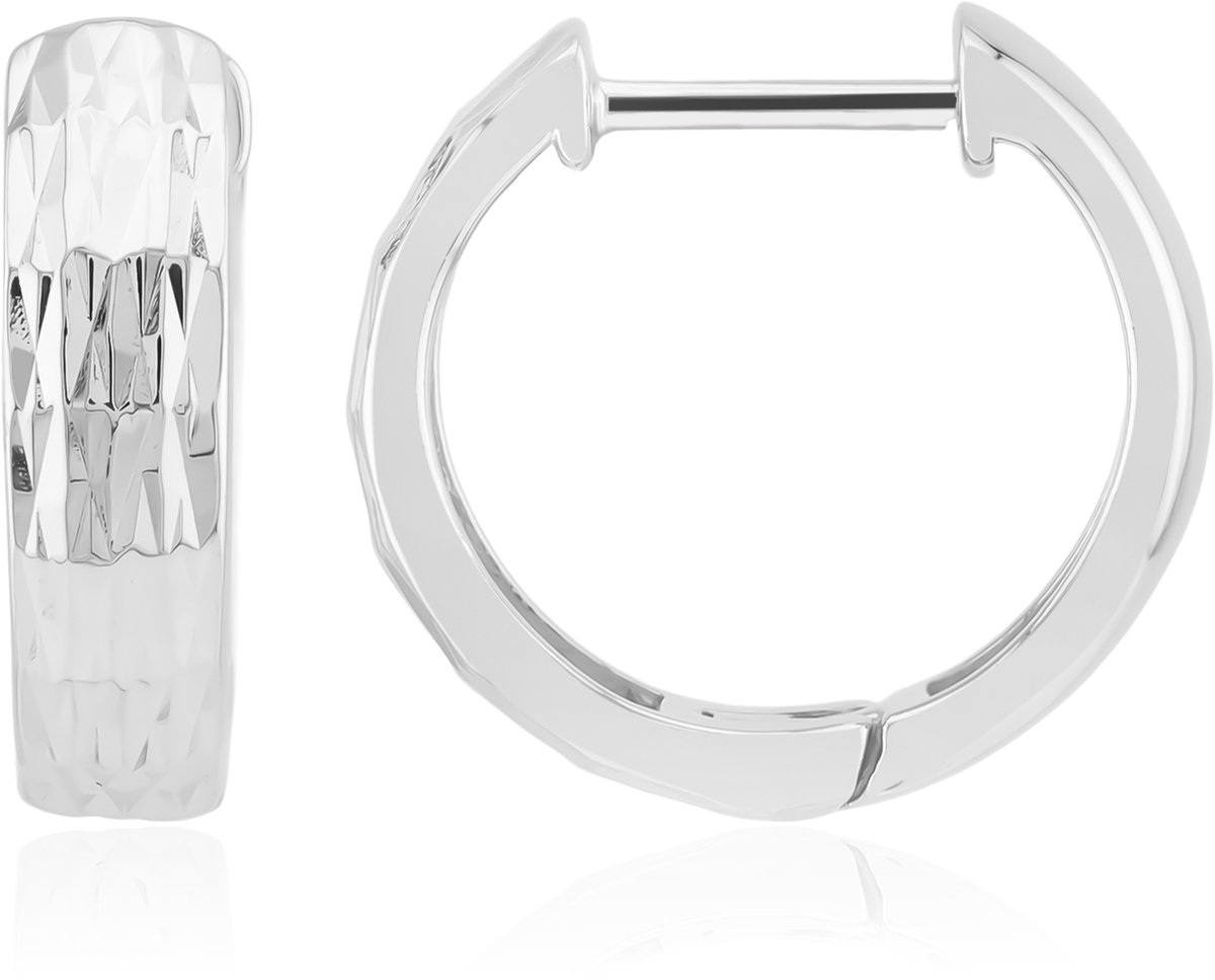 Cavill - Zilveren Oorbellen 925 Sterling Zilver - Gerhodineerd - Lichtgewicht Hoepels 14 mm - Elegante & Modieuze Oorbellen Dames Dagelijks Gebruik