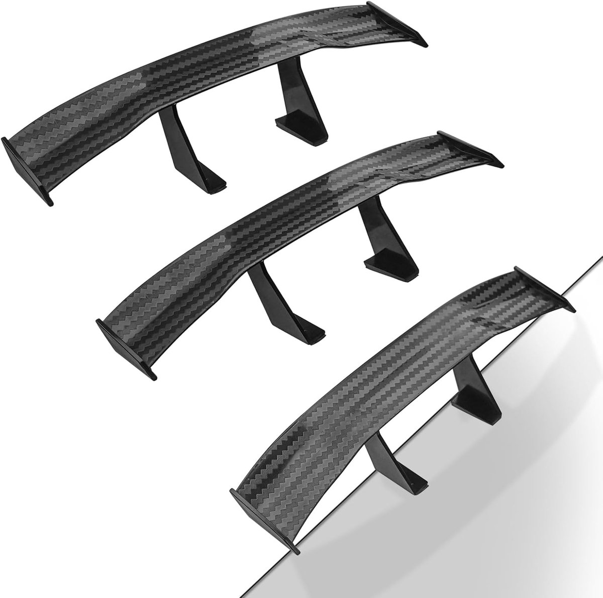 3 stuks universele auto mini spoiler vleugels zonder perforatie voertuig stabiliteit staart mini auto koolstofvezel textuur decoratie 17 cm (zwart)