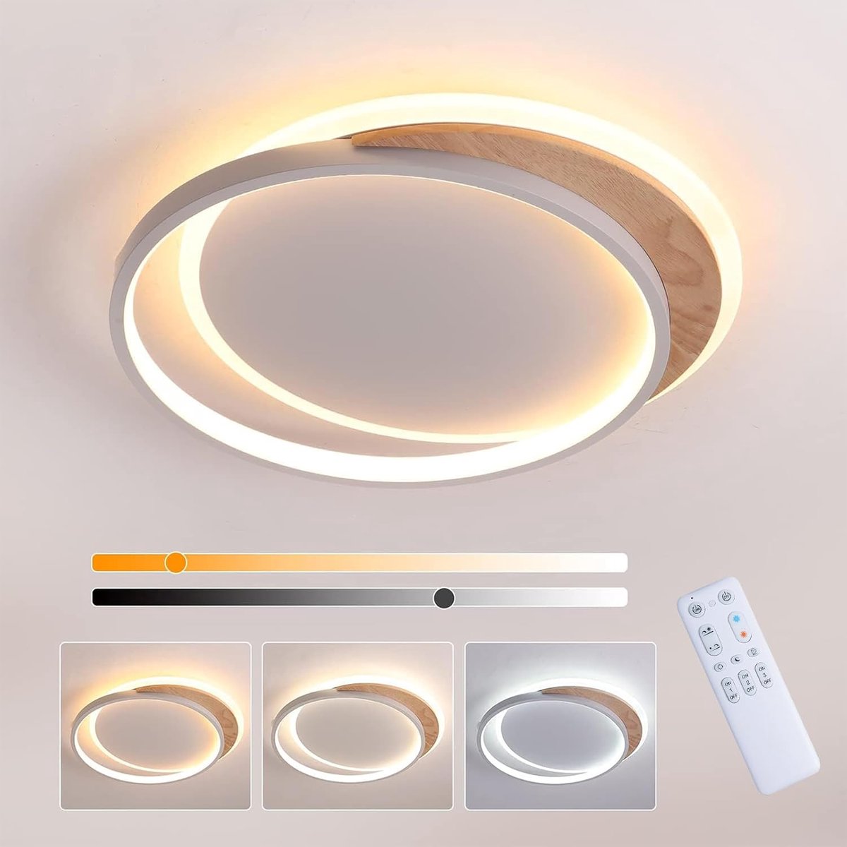 LED plafondlamp, 30W 50CM LED dimbare plafoniere met afstandsbediening, 3000K-6000K,moderne slaapkamer plafond verlichting, witte plafondlamp voor de woonkamer, kantoor