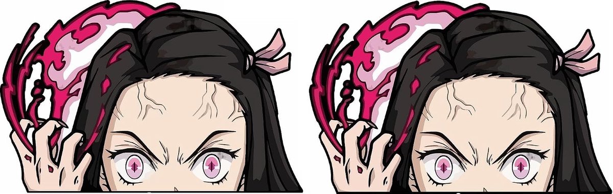 Peeker Stickers voor auto, laptop & co, 2 stuks, 12 cm, weerbestendig en uv-bestendig (Nezuko)