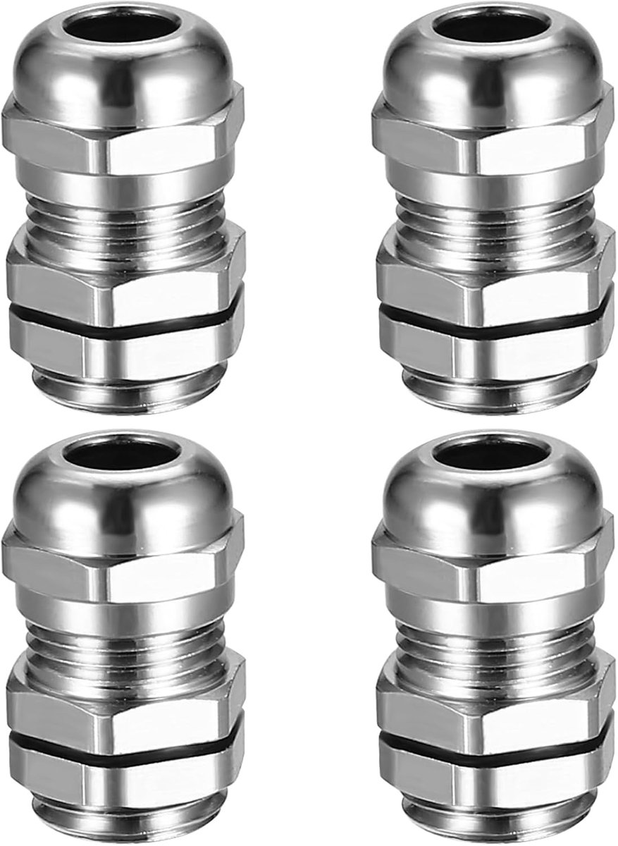 Kabelverschraubungen, 4 Stk IP68 M12 waterdichte kabeldoorvoer, messing kabelstekker, kabelverbinder, stekkers, voor 3-6,5 mm kabelaansluiting