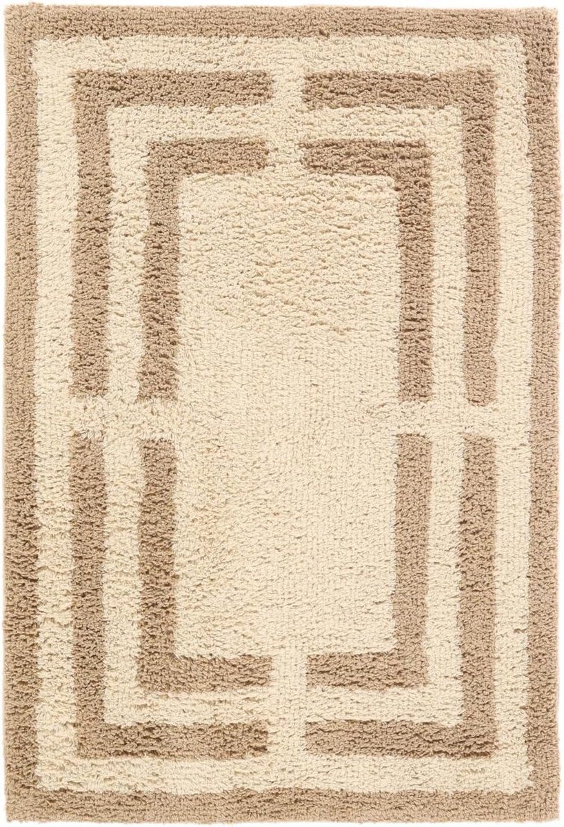 Chateau Badmat, Rechthoekig, 60 x 90 cm, Natural/Beige | Moderne, Middelpolig, Machinewas, Oeko-Tex 100, Anti-slip, Badkamer