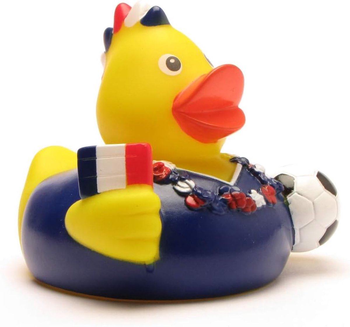 I Franse fan badeend I pieptje I L: 8 cm I incl. badentsleutelhanger in de set