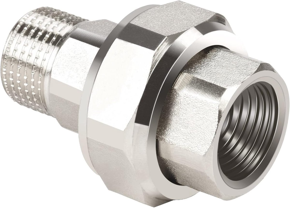 IG x AG 1/2 inch Messing buitendraad, uit schroefdraadfitting, messing beslag, konisch dichtend