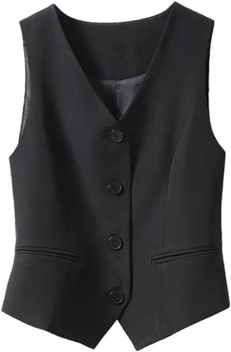 Kostuumvest voor dames, smalle pasvorm, V-hals, smokingvest, elegant vintage vest.
