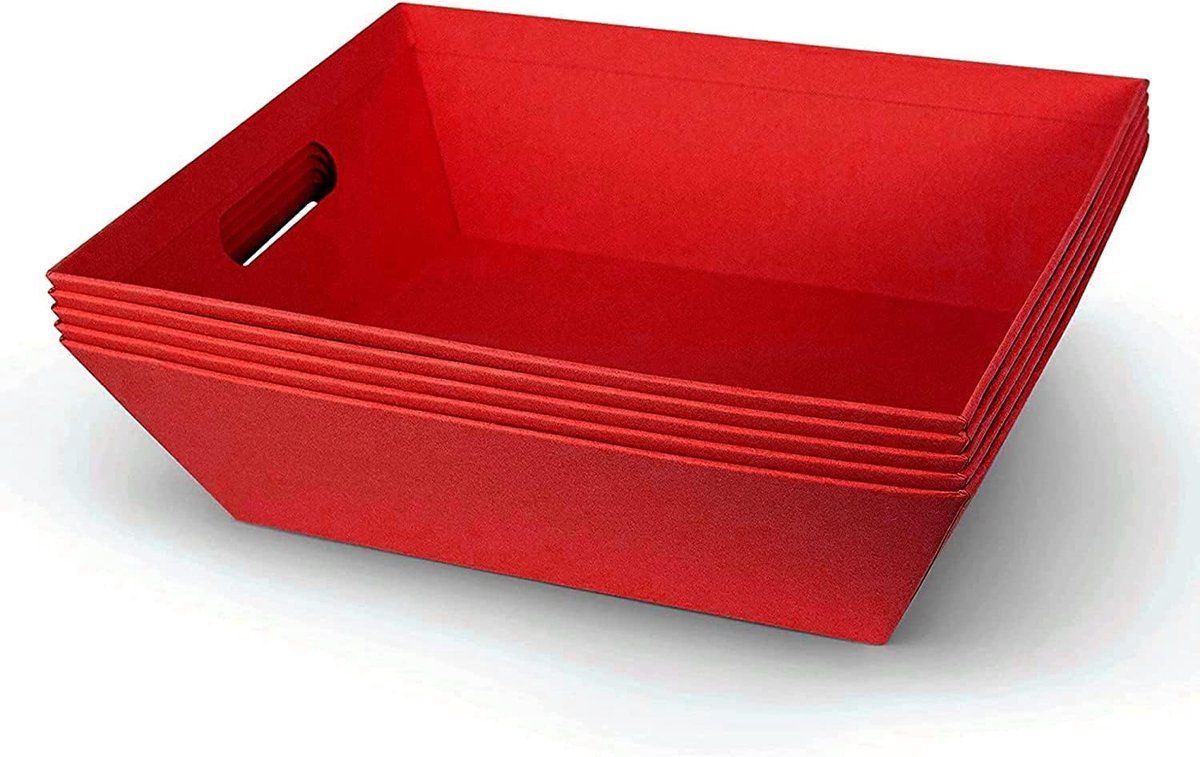 6 stuks grote lege geschenkmanden, 25 cm x 20 cm x 11 cm, rode geschenkmanden wijnmand snack organiserende mand met handgrepen voor bruiloft, verjaardag, Kerstmis, Valentijnsdag, vakantie