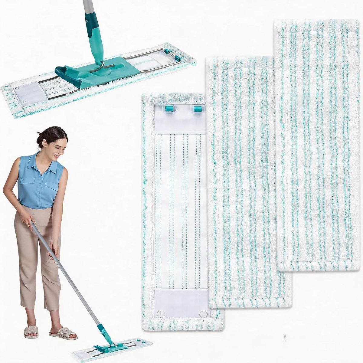 3 stuks vervangende wisserovertrekken, wisserovertrek, reserveonderdelen voor Leifheit Profi XL Micro Duo / Profi XL Cotton Plus voor alle vloertypes (blauw)