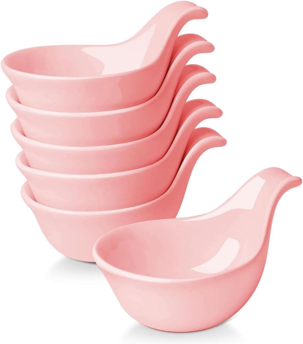 Keramische dompelkommen, kleine kommen om te dompelen met handvat, specerijenbekers sojasausschotel, porseleinen ramekins, saushouders, containers voor kleine bijgerechten, dips - 3 oz, set