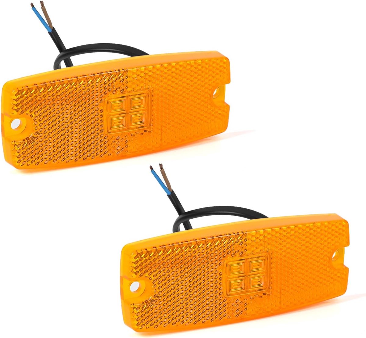 2 x gele LED zijmarkeringslichten vrachtwagen markeringslichten auto display positielamp lamp voorzijde met reflector voor aanhanger van caravan 10~30V ECE-goedgekeurd (geel)