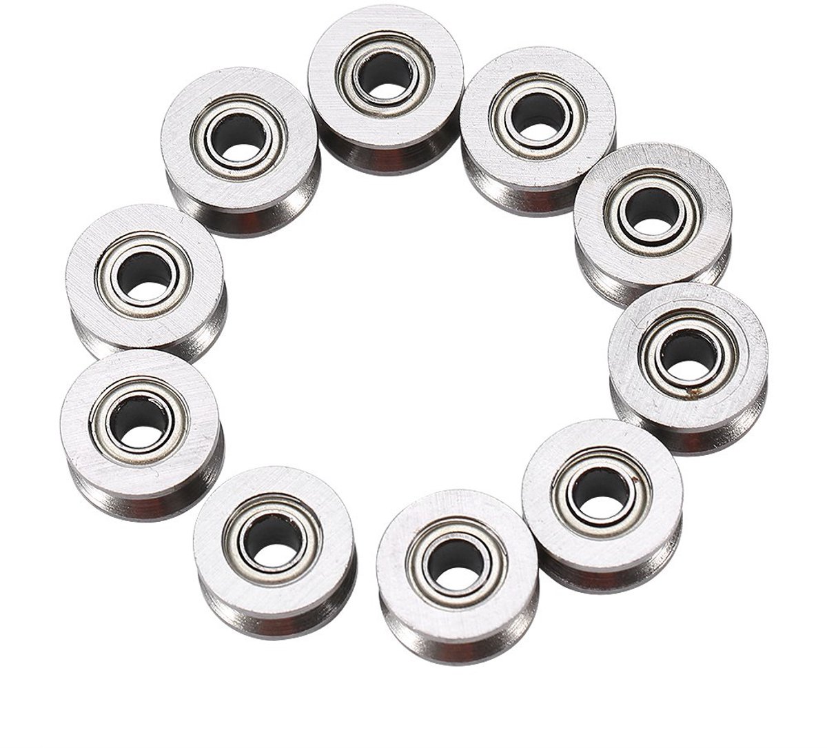Lagers 10 stks Koolstofstaal U624ZZ Gids Poelie Lagers Dubbele afgeschermd voor spoor Lineaire Bewegingssysteem 4 * 13 * 7mm