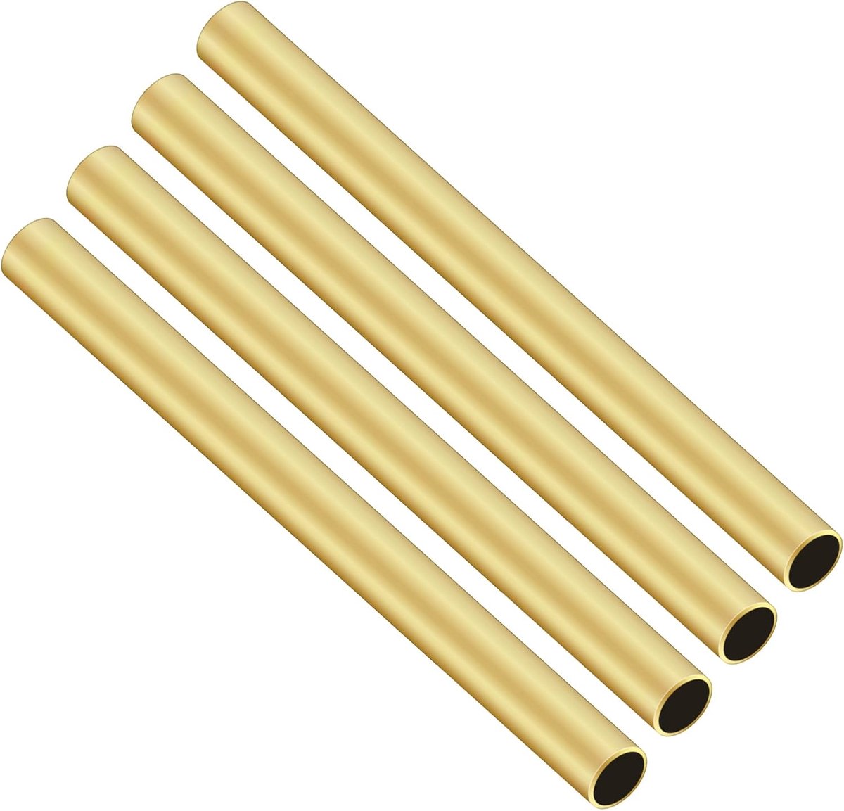 messing buis, 8 mm buitendiameter x 0,5 mm wanddikte, 200 mm lengte, naadloos, recht, ronde messing buizen voor doe-het-zelvers, handwerk (4 stuks)
