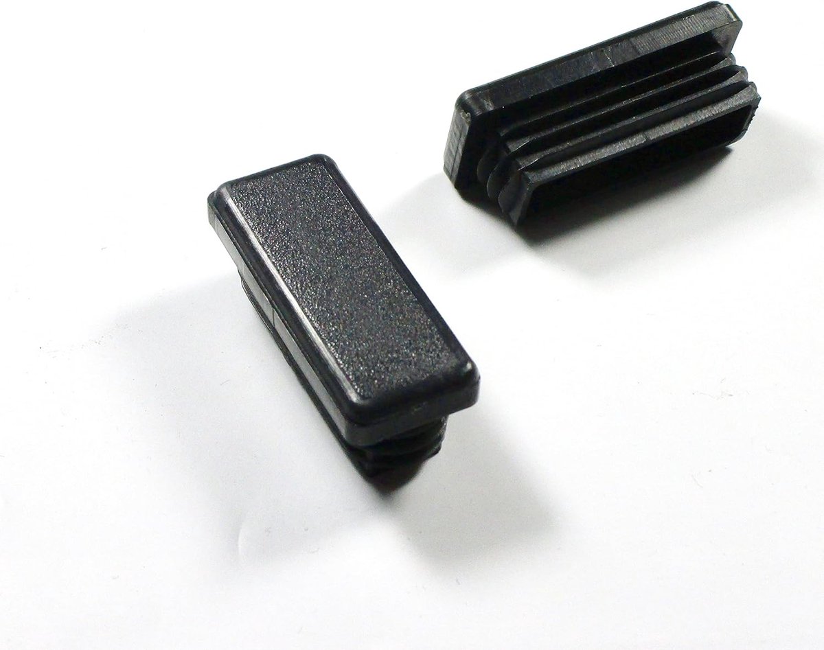ajile - Rechthoekige eindkap voor buizen met de afmetingen 40 x 15 mm en dikte 1,0 - 2,5 mm, zwart, 4 stuks - EPH113