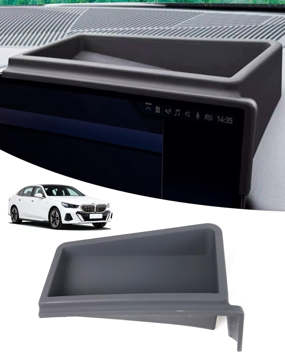 2025 i5 Dashboard opbergbak voor munten, sleutels en telefoon, compatibel met BMW i5 eDrive40, xDrive40, M60 G60 2024 2025 (geschikt voor 12,3 inch en 14,9 inch touchscreens) - Dashtray Organizer
