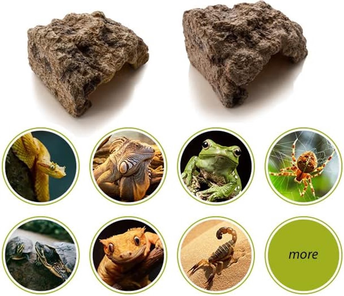 Rock Hide - Hars Amfibieën schuilplaatsen Grot Grootte 7,2 cm x 3 cm, Habitat voor Bebaarde Draak Schildpadden Hagedissen Slangen Krab Gecko Luipaard Spin Vissen