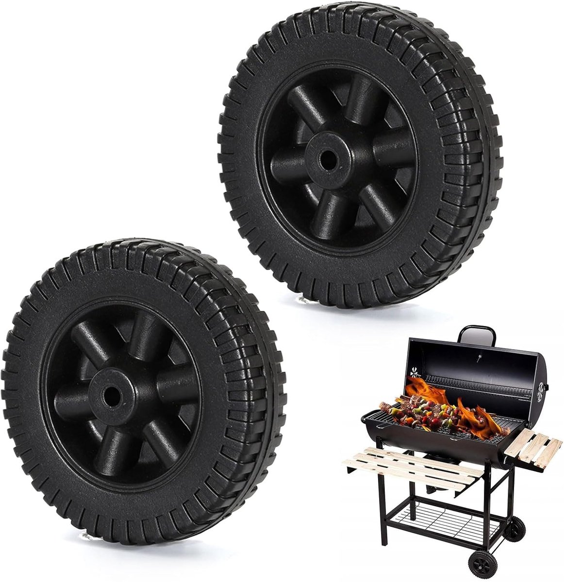 6-inch BBQ grillwielen, gasbarbecuewielen, kunststof grillwielen, grillwielen van kunststof, vervangstukken voor grillwielen, grillwielen onderdelen, grillwielen vervangstukken, BBQ