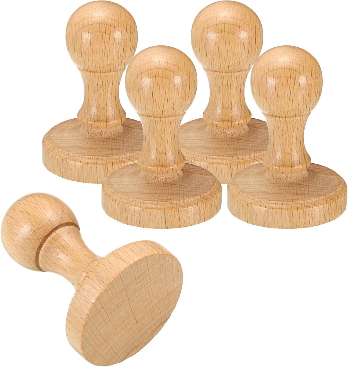 45mm Stempel Hout Rond Handvat, 5 Pack Houten Knoppen Stempel Mounts Lade Trekt voor Stempel Maken DIY Crafting Scrapbooking, Bruin