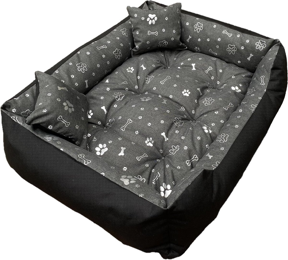 New hondenbed XXL, hondenbed, grote honden, hondenbed, middelgrote honden, hondenkussen, outdoor hondenbed, waterafstotend, XL, asgrijs met zilveren poten