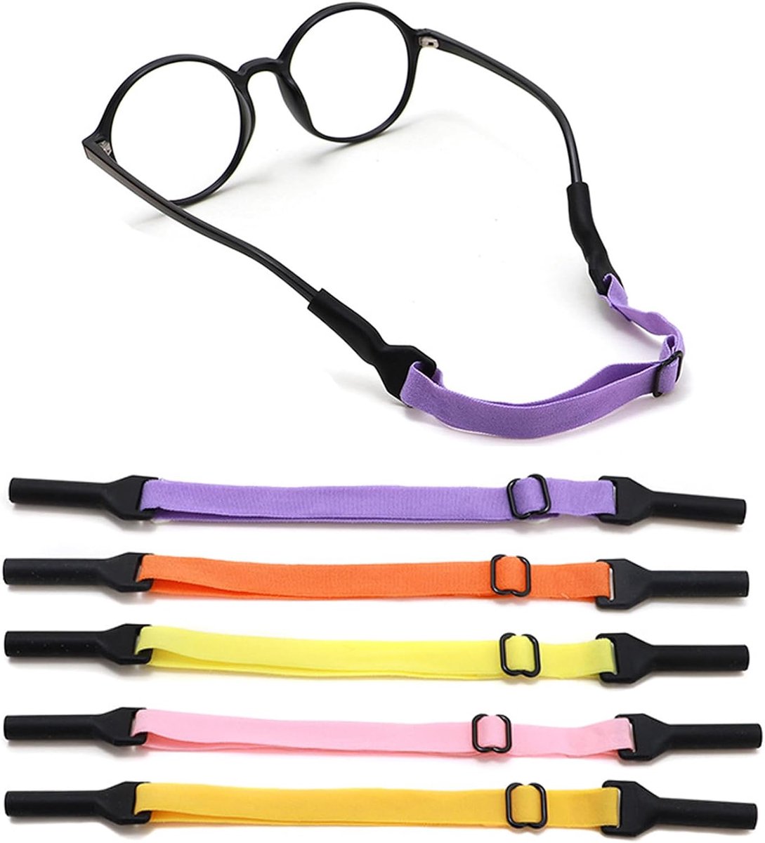 Verstelbare brillenband, 5 stuks, antislip, sportbrilbanden voor kinderen, antislip, voor jongens en meisjes