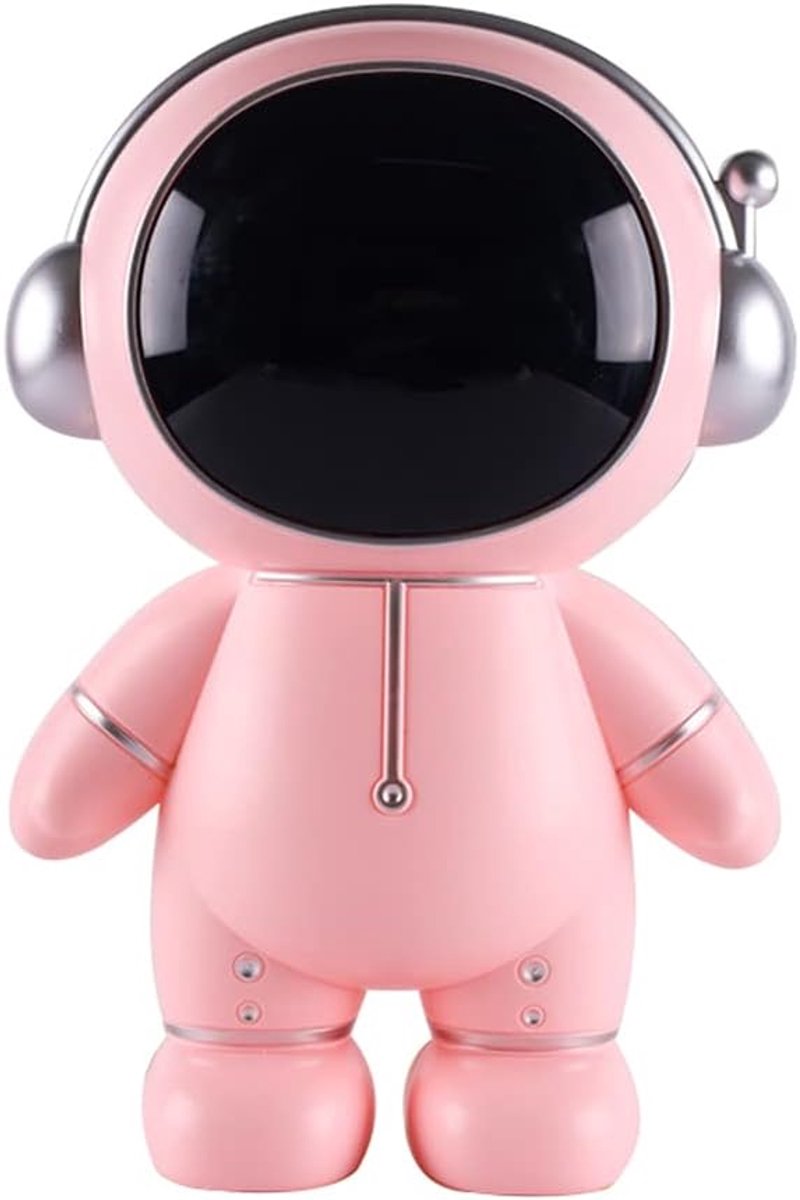 Piggy Bank Munt Bank Ruimtevaarder Spaarpot Astronaut Beeldje Decor Desktop Sculptuur Standbeeld (Roze)