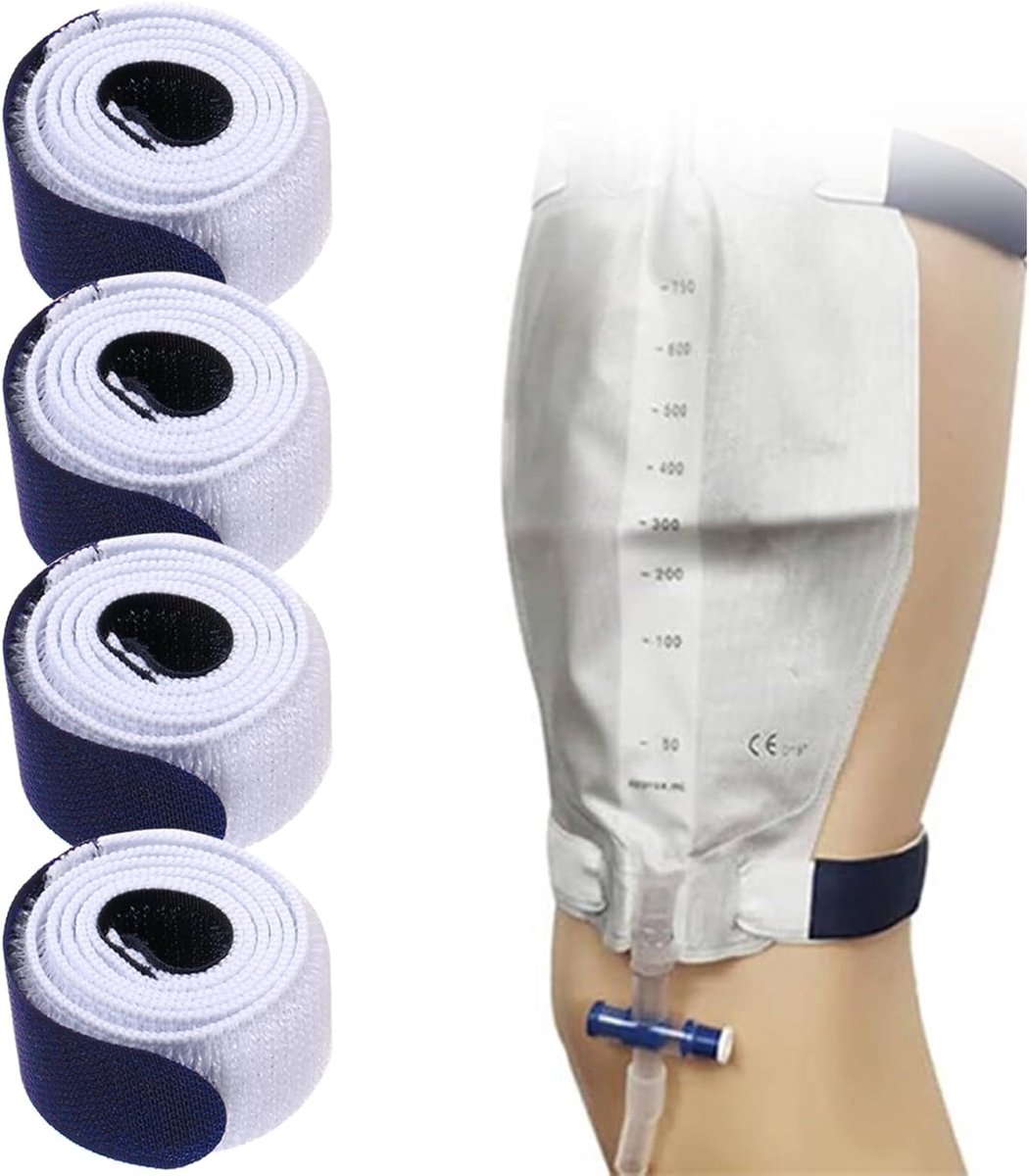 Beenzak Riemen Urine Afvoerzak Riem Wasbaar en Herbruikbare Been Urinezak Fixatie Tapes Antislip met Zachte Elastische Stof Band voor Incontinentie Urinezak Mannen Vrouwen 4 Stuks