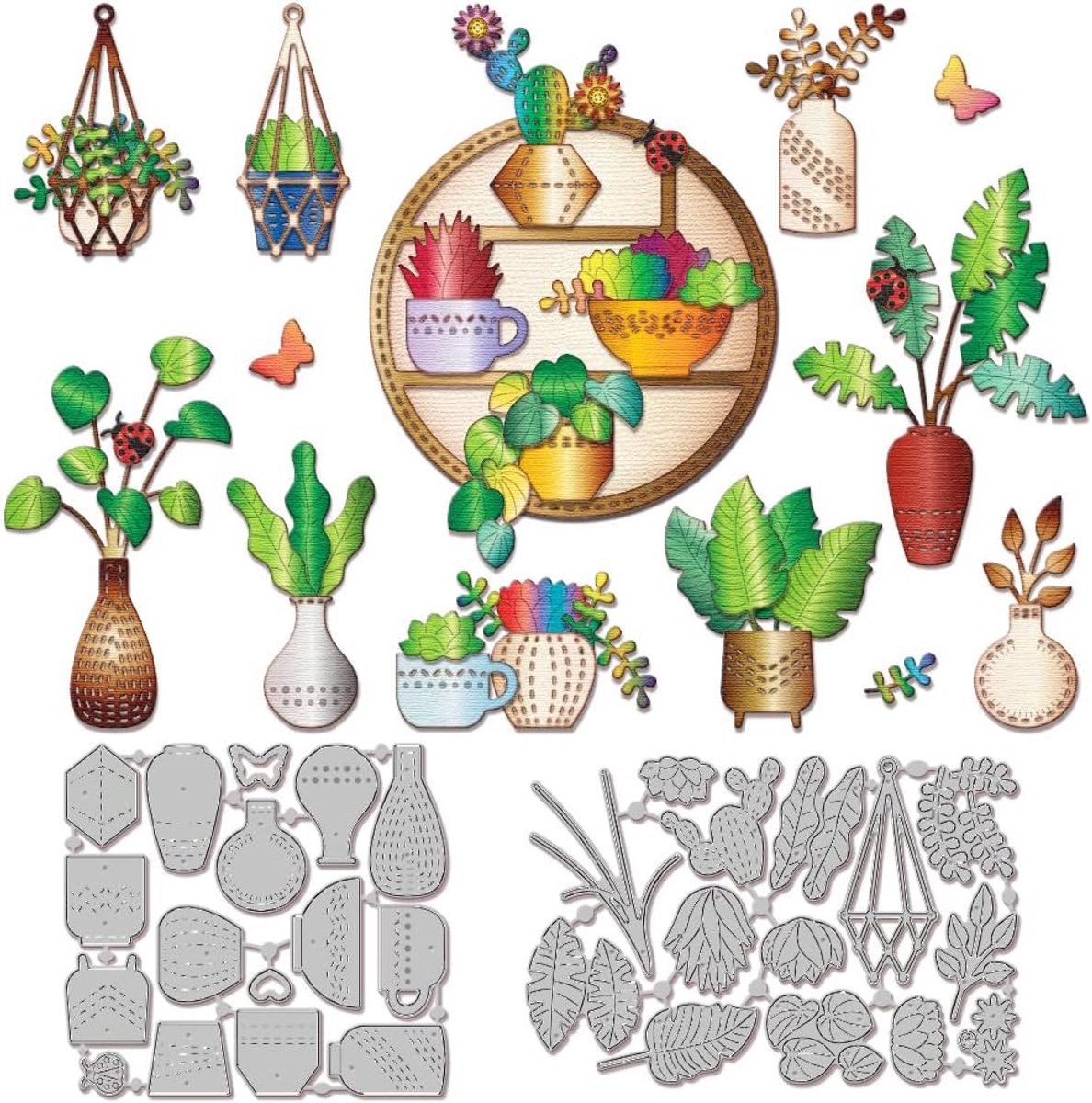 Mini Potplanten Snijmallen voor Kaarten Maken Bloem Cactus Succulent Metalen Die Cuts Blad Vaas Snijden Dies Sjablonen Voor Scrapbooking Journal Embossing Papier Craft Decor